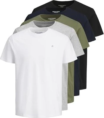 Jack & Jones Logo 5er-Pack T-Shirt kurzarm schwarz/weiß/blau (Herren) für 19€ (-39%)