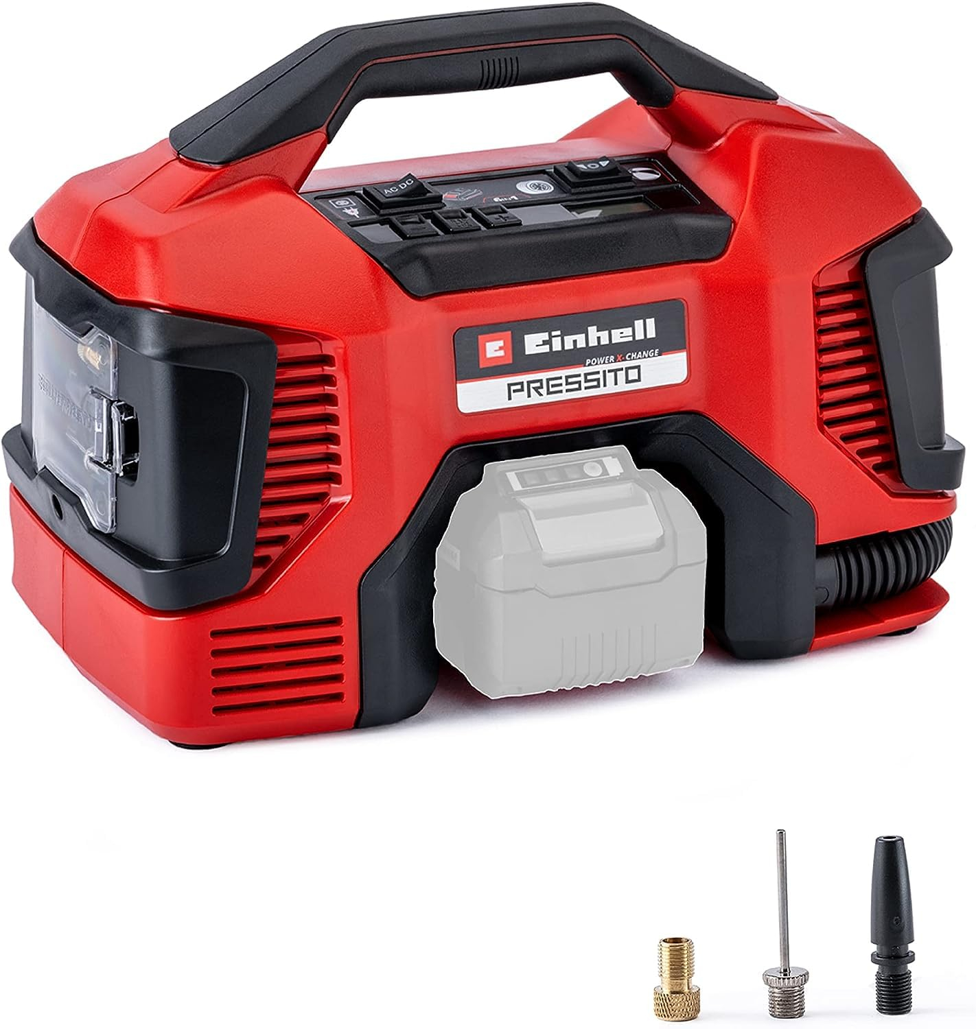 Einhell Hybrid-Kompressor PRESSITO Power X-Change (18 V, max. 11 bar, 31 cm Schlauchlänge, inkl. 3-tlg. Adapter-Set, ohne Akku) Amazon für 57€ (-11%)
