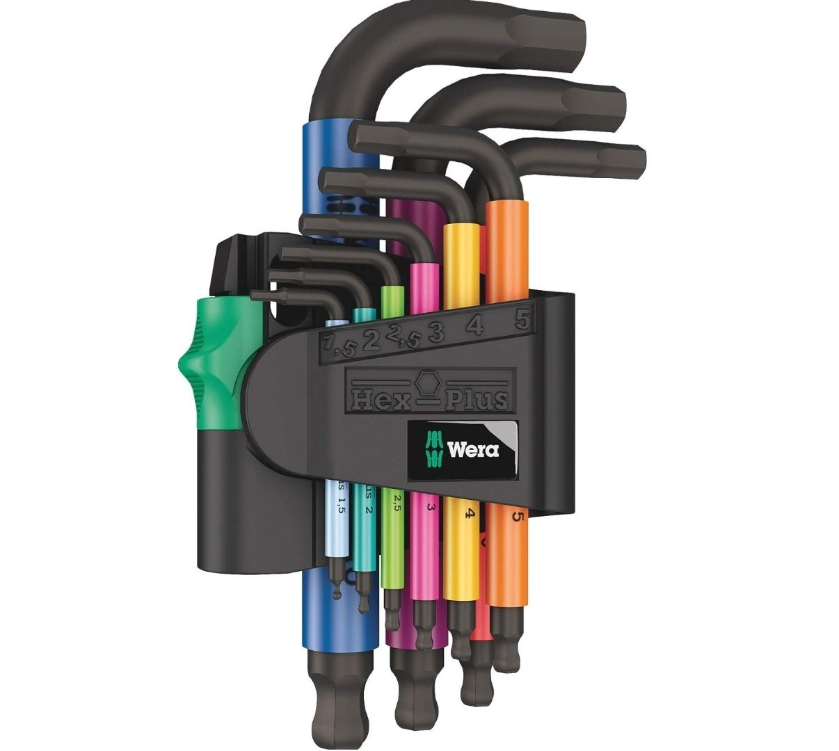 Wera 05133164001 950/9 Hex-Plus Multicolour 2 Winkelschlüsselsatz, metrisch, BlackLaser, 9-teilig für 22€ (-21%)
