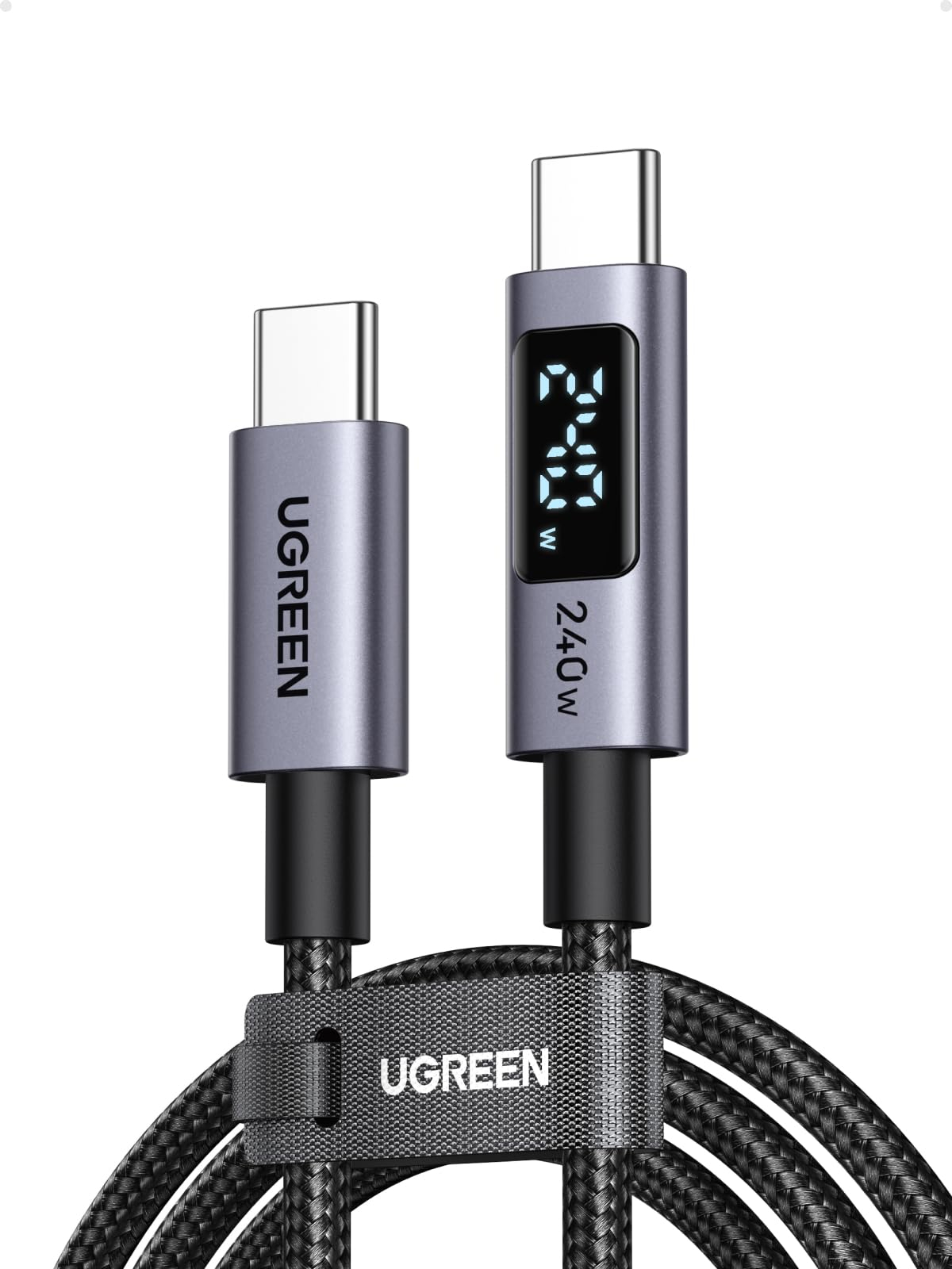 UGREEN 240W USB-C Kabel mit LED-Display – PD3.1, E-Marker, 480 Mbps, 1m, 65866 für 11€ (-13%)