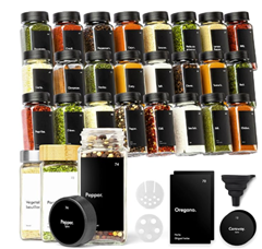 24er Set KIVY Gewürzgläser (120ml, eckig, inkl. 240 Etiketten & Trichter) für 30€ (-17%)