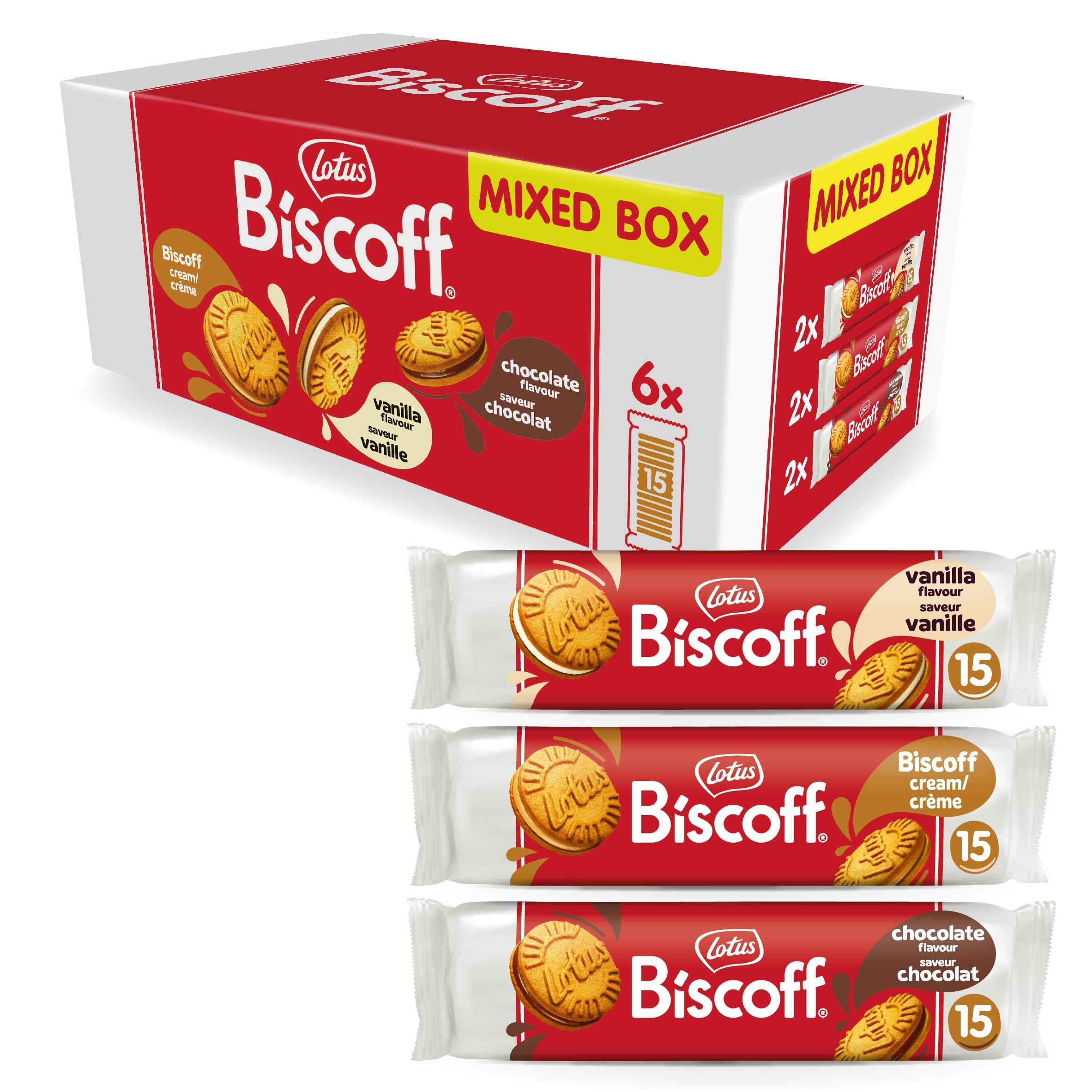 Lotus Biscoff: 3 Sorten -> 2 Packungen pro Sorte (15 Doppelkekse pro Packung) | 6 x 150g | 900g (Mit und ohne Sparabo Rabatt) für 9€ (-21%)