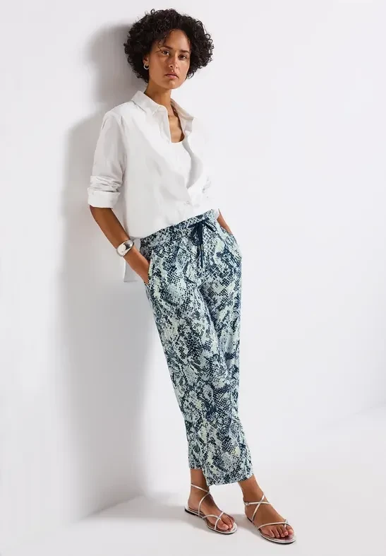 Street One Gemusterte Wide Leg Hose arona blue (Damen) für 21€ (-15%)