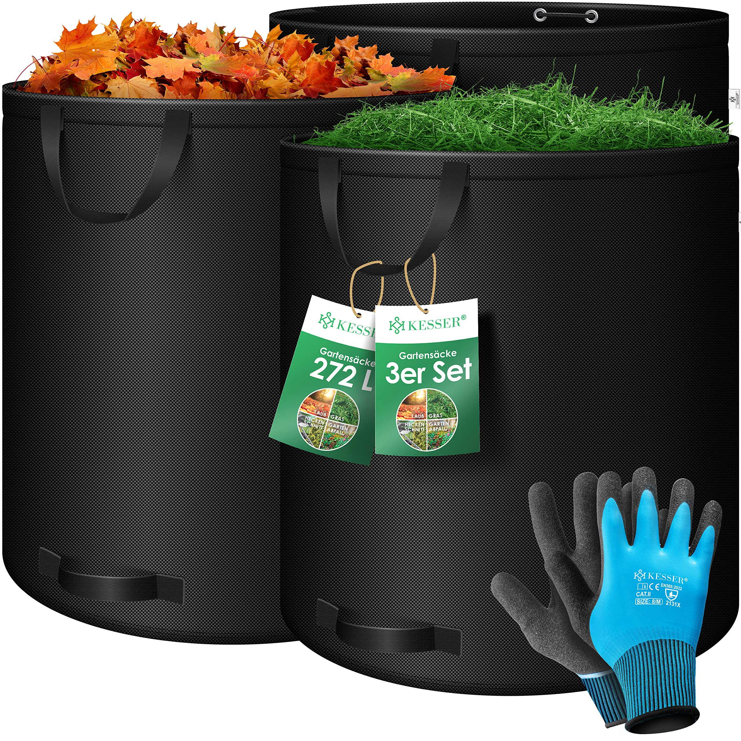 KESSER Gartensack 3x 272L Laubsack Gartenabfallsack inkl. Handschuhe für 15€ (-40%)