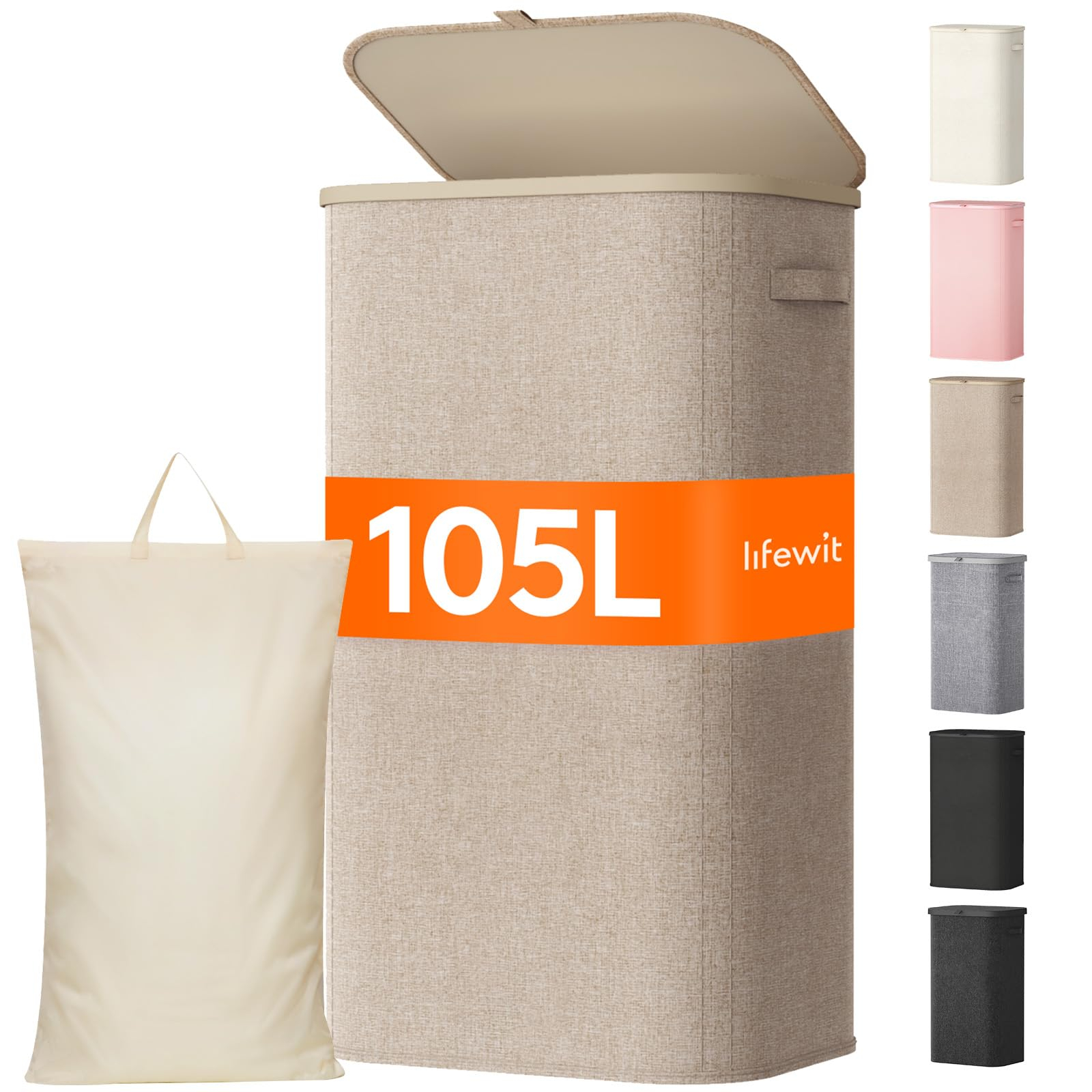 Lifewit 105L Wäschekorb mit Deckel für 14€ (-44%)