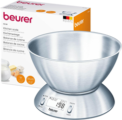 Beurer KS 54 Küchenwaage (Edelstahl, bis 5kg, inkl. 1,5l Schüssel & Timer) für 28€ (-12%)