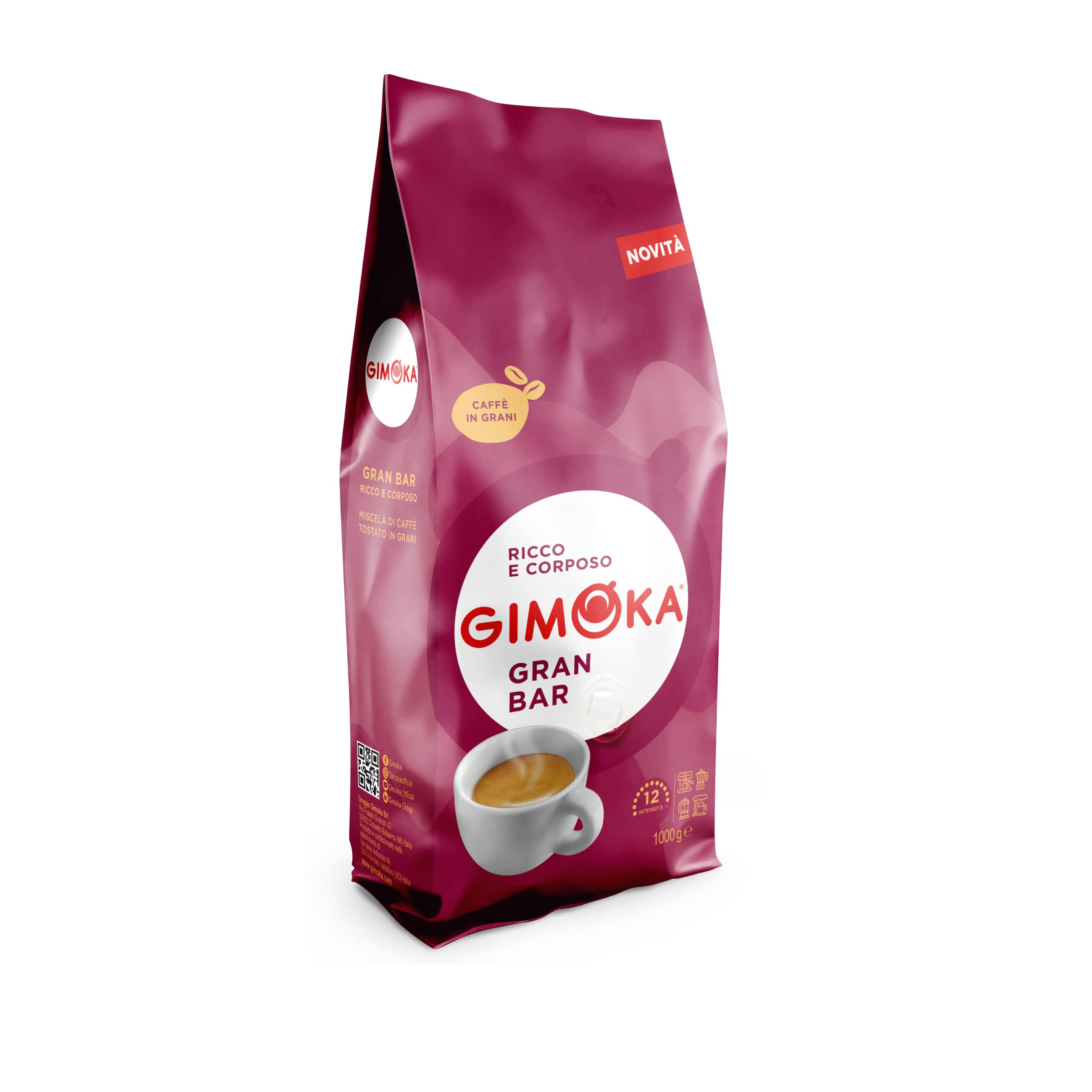 Gimoka – Kaffeebohnen – 1 kg – Gran Bar Mischung – Intensität 12 – hergestellt in Italien – 1kg Packung SPARABO für 9€ (-33%)