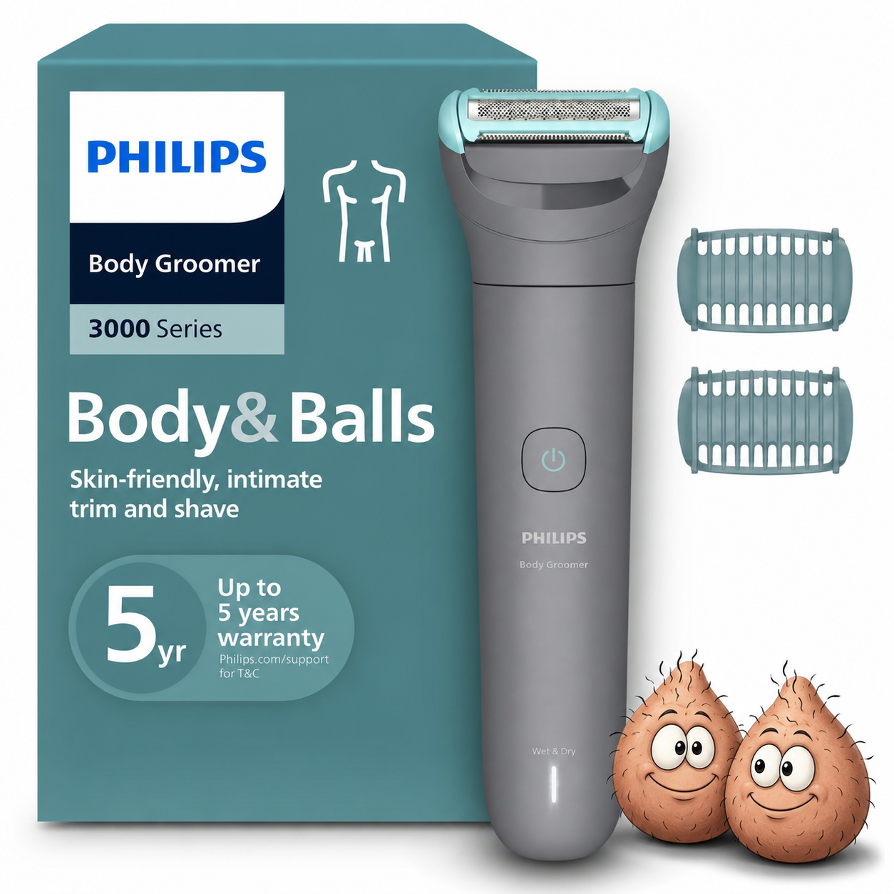 Philips Bodygroom 3000er-Serie – Body&Balls – Herrentrimmer mit Dreifachschutz-Rasiersystem BG3480/15 für 28€ (-28%)