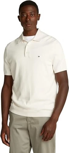 Tommy Hilfiger Strick Slim Fit Poloshirt kurzarm ivory petal (Herren) für 36€ (-6%)