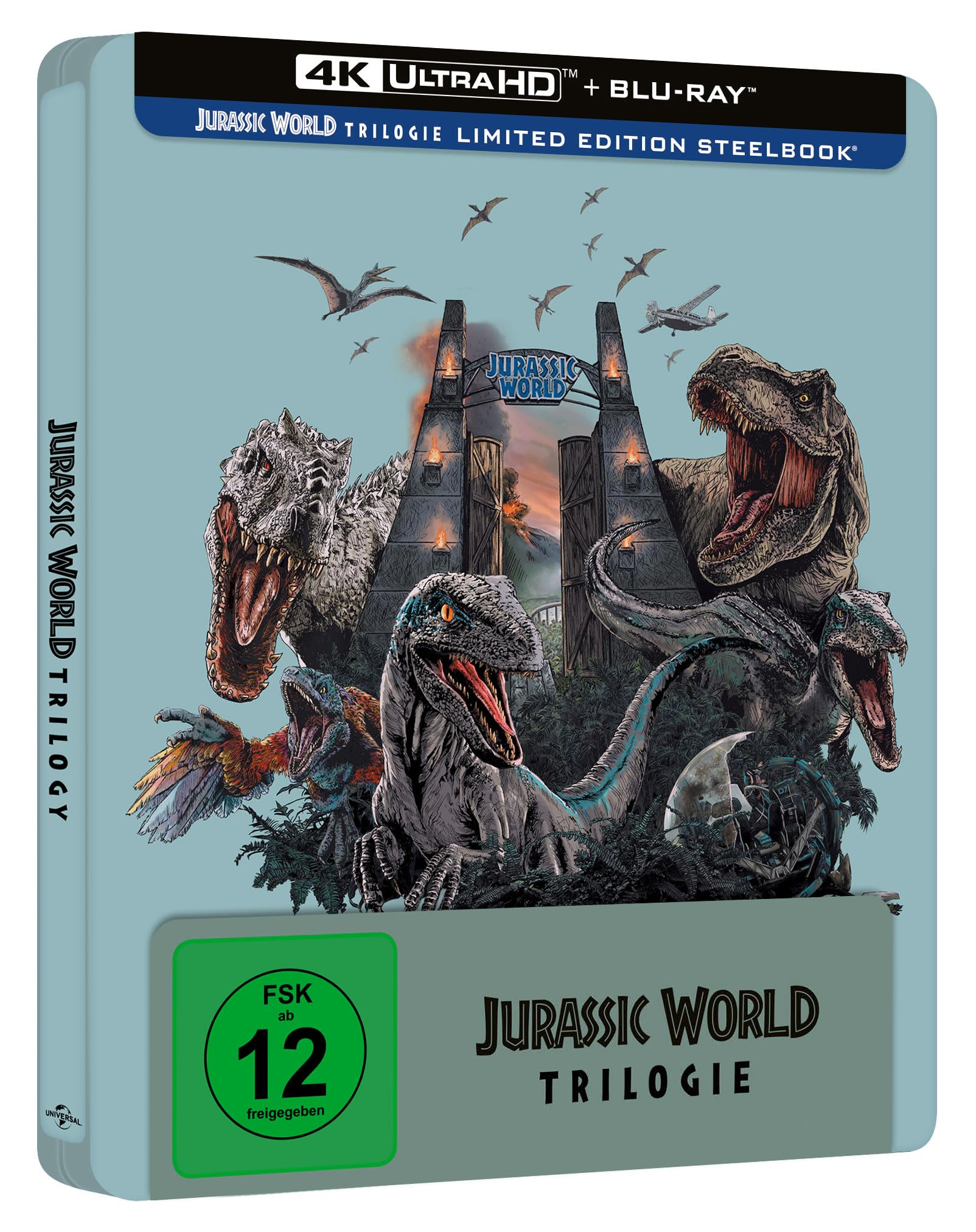 Jurassic World 1-3 Trilogie * 4k Limited Steelbook (3x 4k Ultra-HD Blu-ray) für 29€ (-44%)