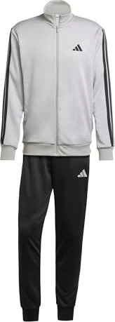 adidas Basic 3-Streifen French Terry Trainingsanzug medium grey heather/black (Herren) für 31€ (-32%)