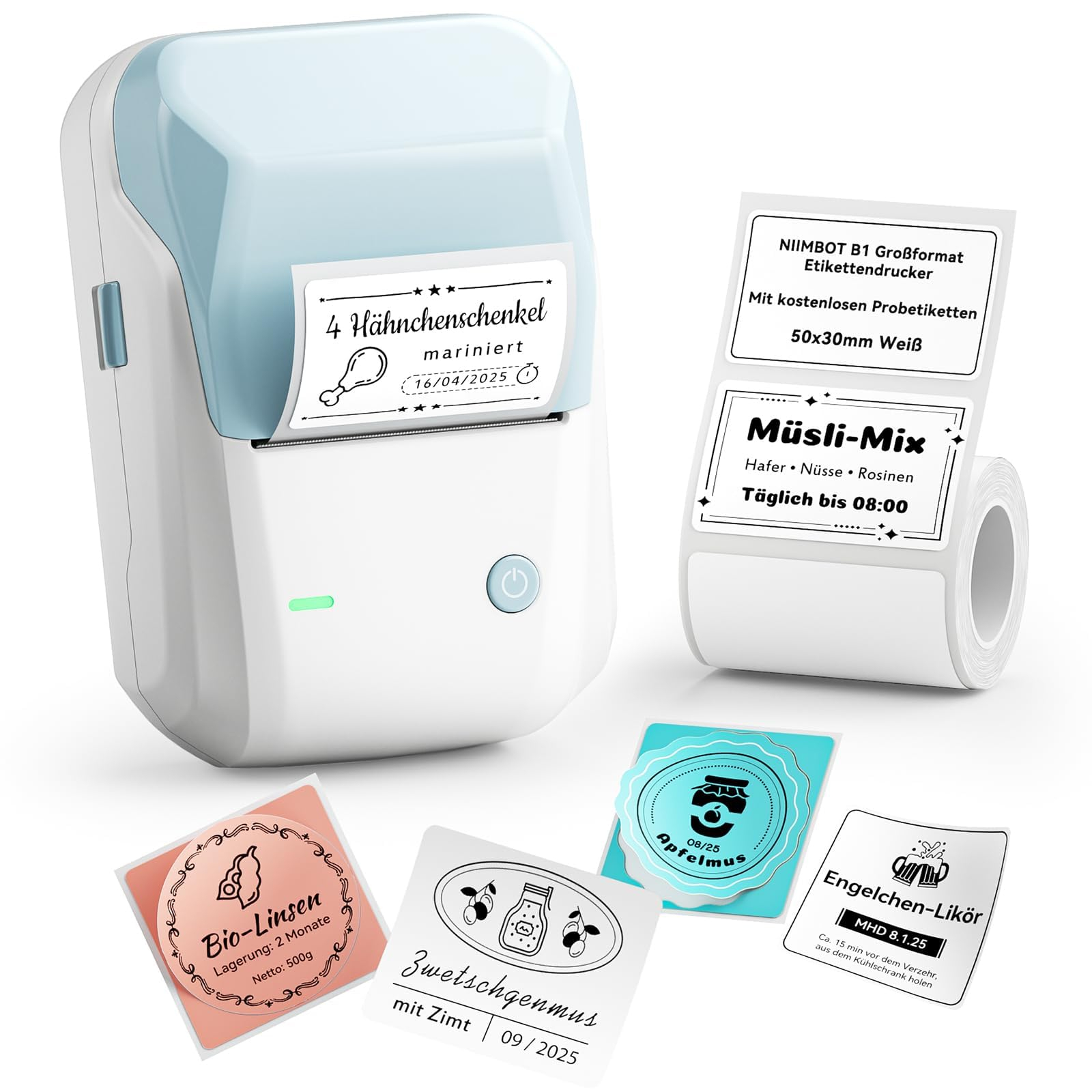 NIIMBOT B1 Etikettendrucker mit Wasserfesten Etiketten in 3 versch. Farben für 19€ (-30%)