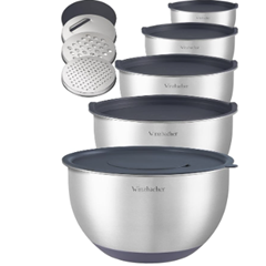 Winzbacher Edelstahl Schüssel-Set mit Deckeln (5er Pack) für 40€ (-11%)