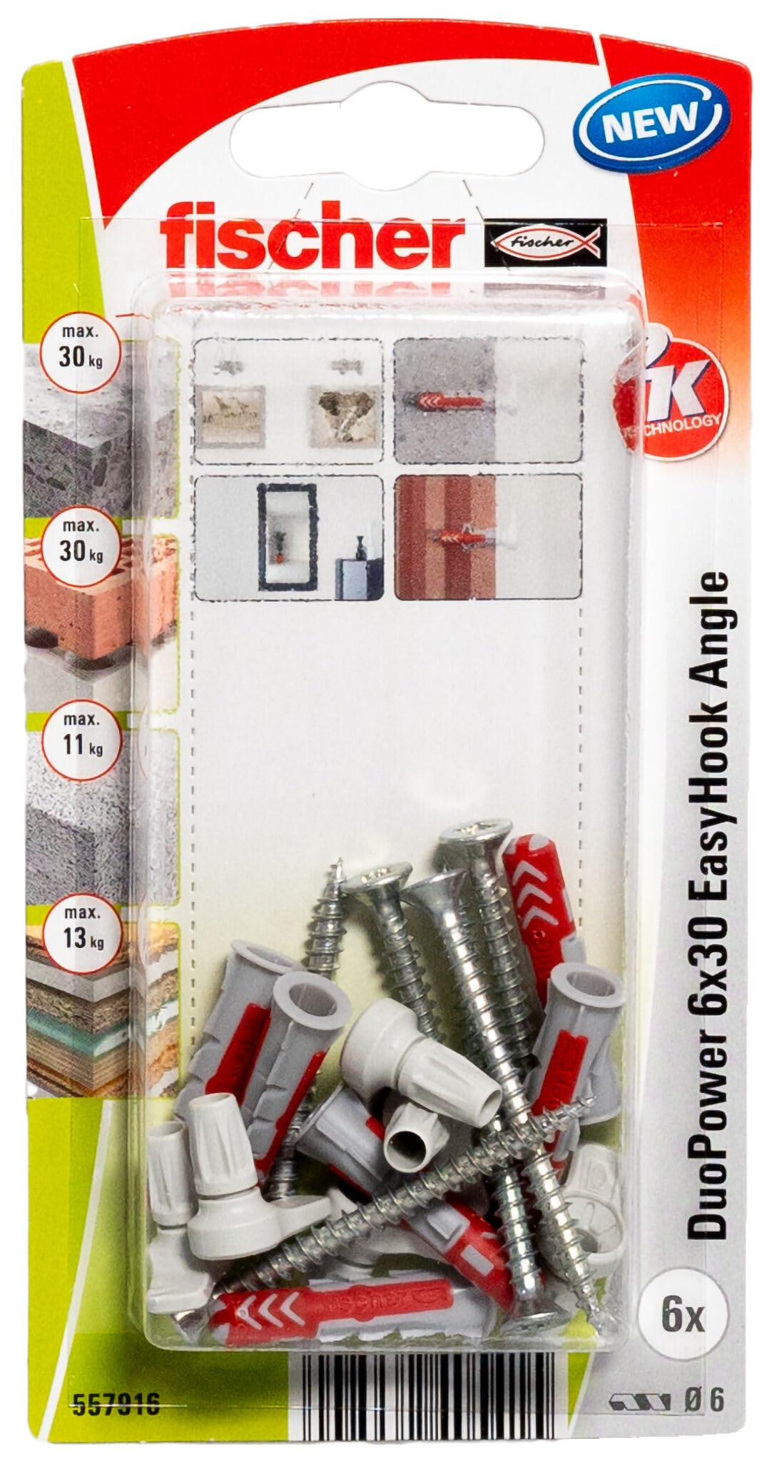 fischer 557916 Easy Hook, Weiß, 6×30 – 5% Extra bei 4 Stk – Sparabo noch günstiger 1,68€ für 2€ (-51%)