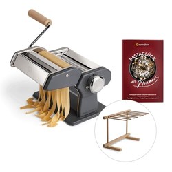 SPRINGLANE Nudelmaschine Nonna (Edelstahl, 9 Stufen, inkl. Rezeptheft, Nudeltrockner & 3 Aufsätze)