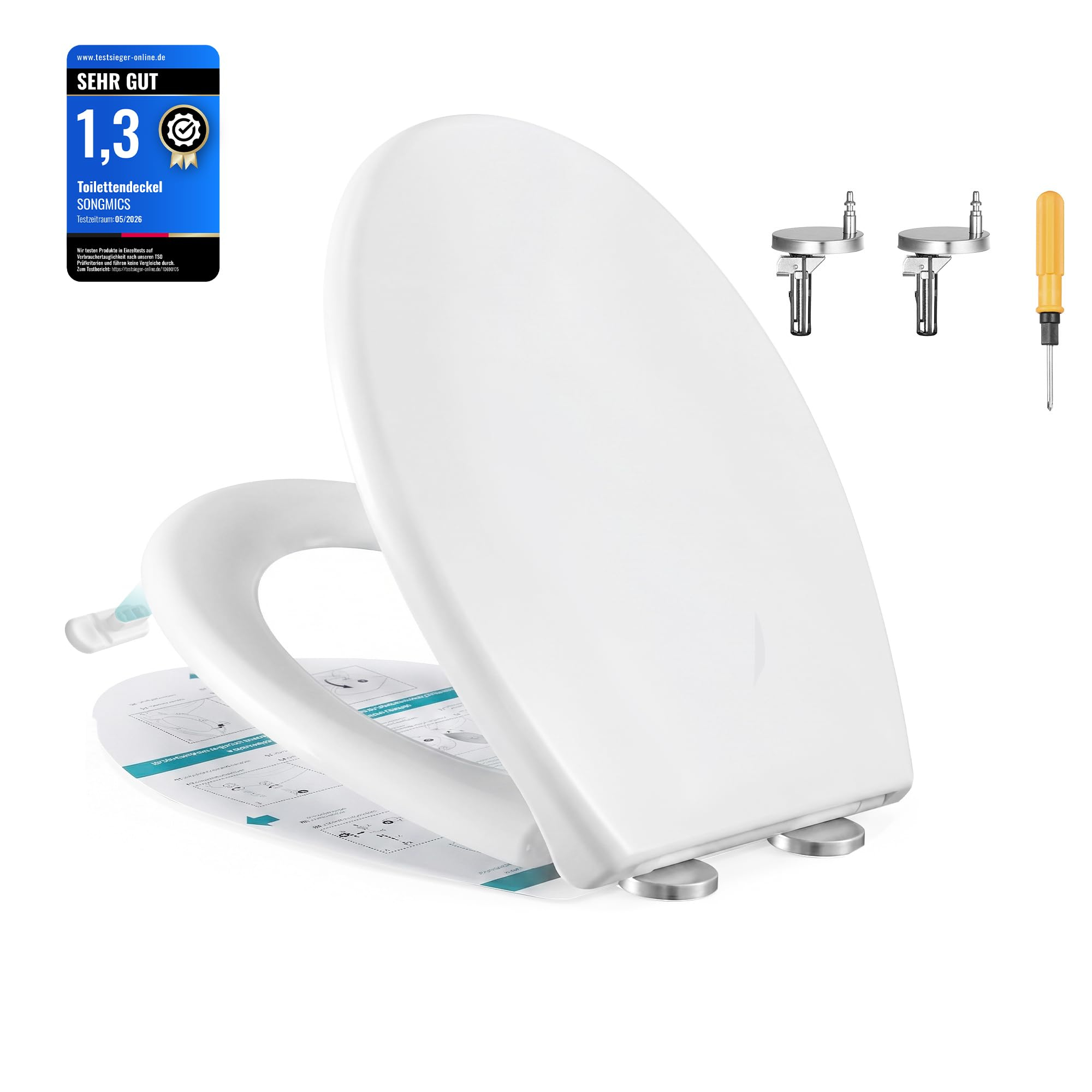 SONGMICS WC-Sitz aus Urea-Duroplast Absenkautomatik | O-Form, Griff am Deckel, 2 Varianten (mit integriertem Kindersitz ) für 17€ (-21%)