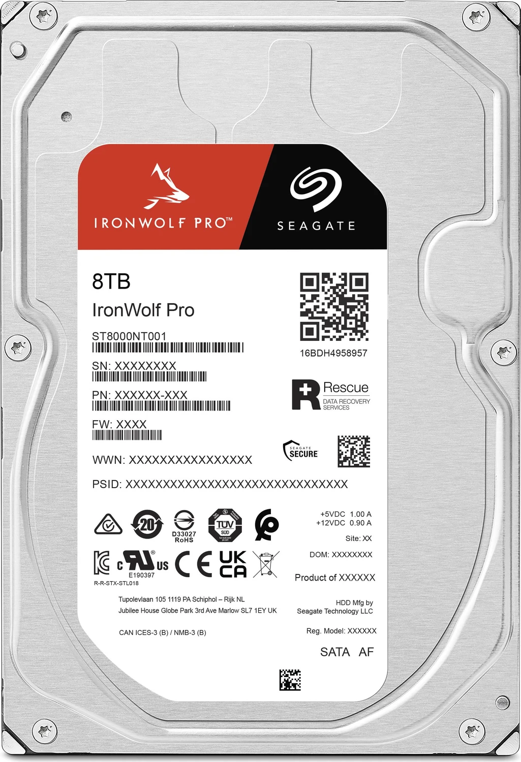 Seagate IronWolf Pro NAS HDD +Rescue 8TB, 24/7, 512e / 3.5″ / SATA 6Gb/s für 333€ (-7%)