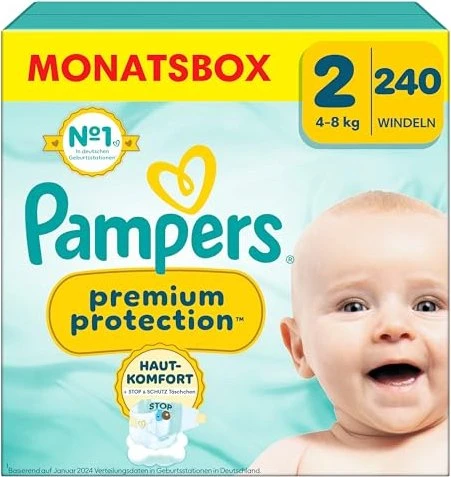 Pampers Premium Protection Gr.2 Einwegwindel, 4-8kg, 240 Stück für 40€ (-20%)