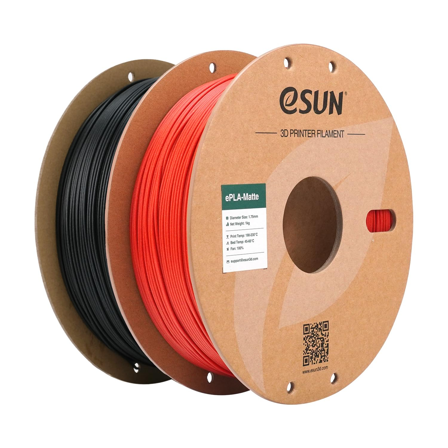 eSUN Upgraded Matte PLA Filament 1.75mm, Matte PLA 3D Drucker Filament,1KG pro Spule,Dunkelschwarz+Feuerrot für 16€ (-60%)