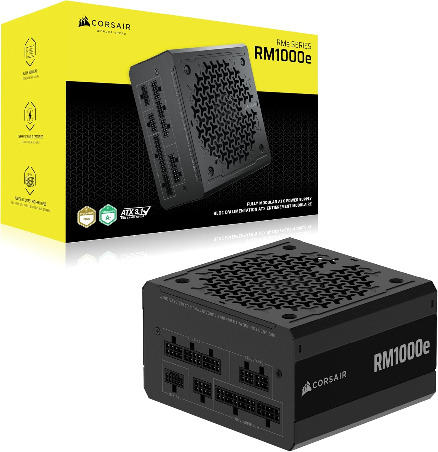Corsair RM1000e (2025) 1000W ATX 3.1, vollmodular, 12V-2×6, Cybenetics Gold, sehr leise mit Zero-RPM-Lüftermodus | Amazon für 120€ (-13%)