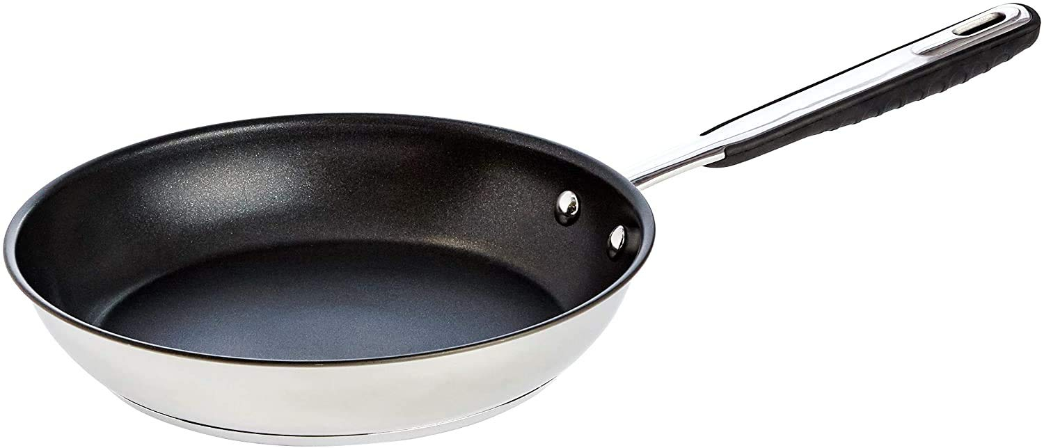 Amazon Basics Edelstahl-Bratpfanne mit Antihaftbeschichtung – Induktionsgeeignet, mit bequemem Griff – 20 cm für 17€ (-15%)