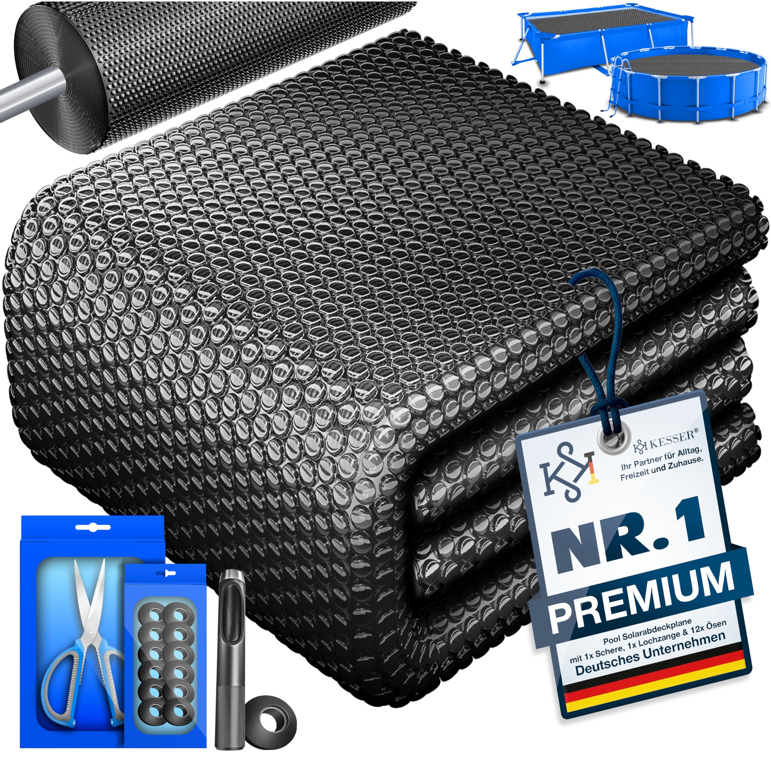KESSER Solarabdeckplane (120 µm) – wärmt das Wasser mit Sonne & hält Schmutz eher draußen für 27€ (-23%)