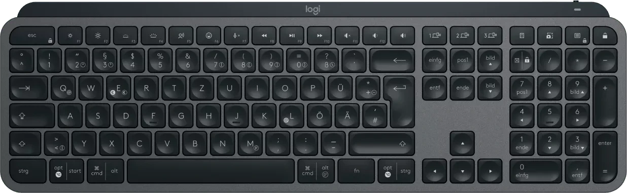 Logitech MX Keys S, Graphite, schwarz, LEDs weiß, Logi Bolt, USB/Bluetooth, DE für 70€ (-15%)