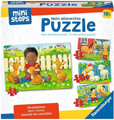 Ravensburger ministeps Mein allererstes Puzzle Streichelzoo (4 Puzzles, ab 18 Mon.) für 7€ (-52%)