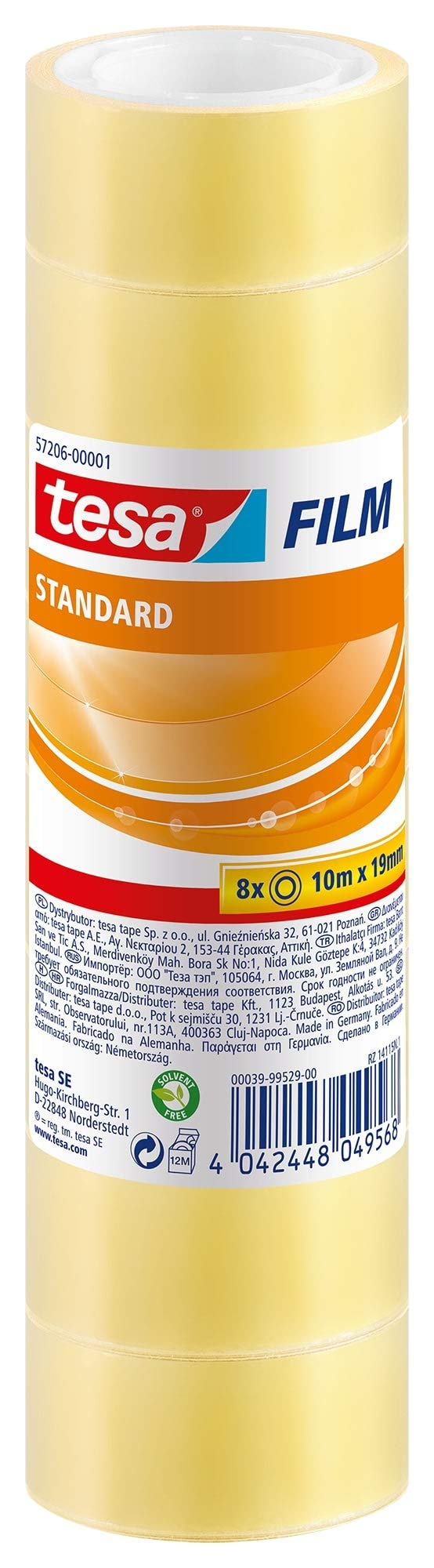 10 m x 19 mm – 8er Pack tesa tesafilm standard – Transparentes Multifunktions-Klebeband für 3€ (-32%)