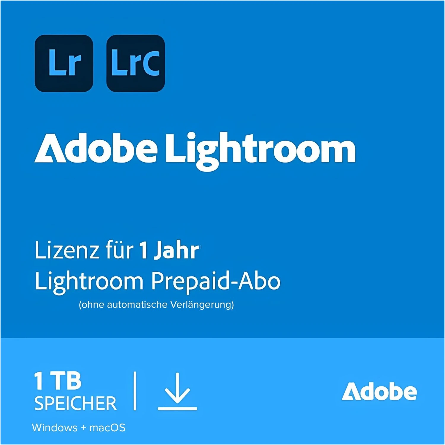 Adobe Lightroom 1TB, 1 Jahr, 1 User, ESD (multilingual) (PC/MAC) für 79€ (-28%)