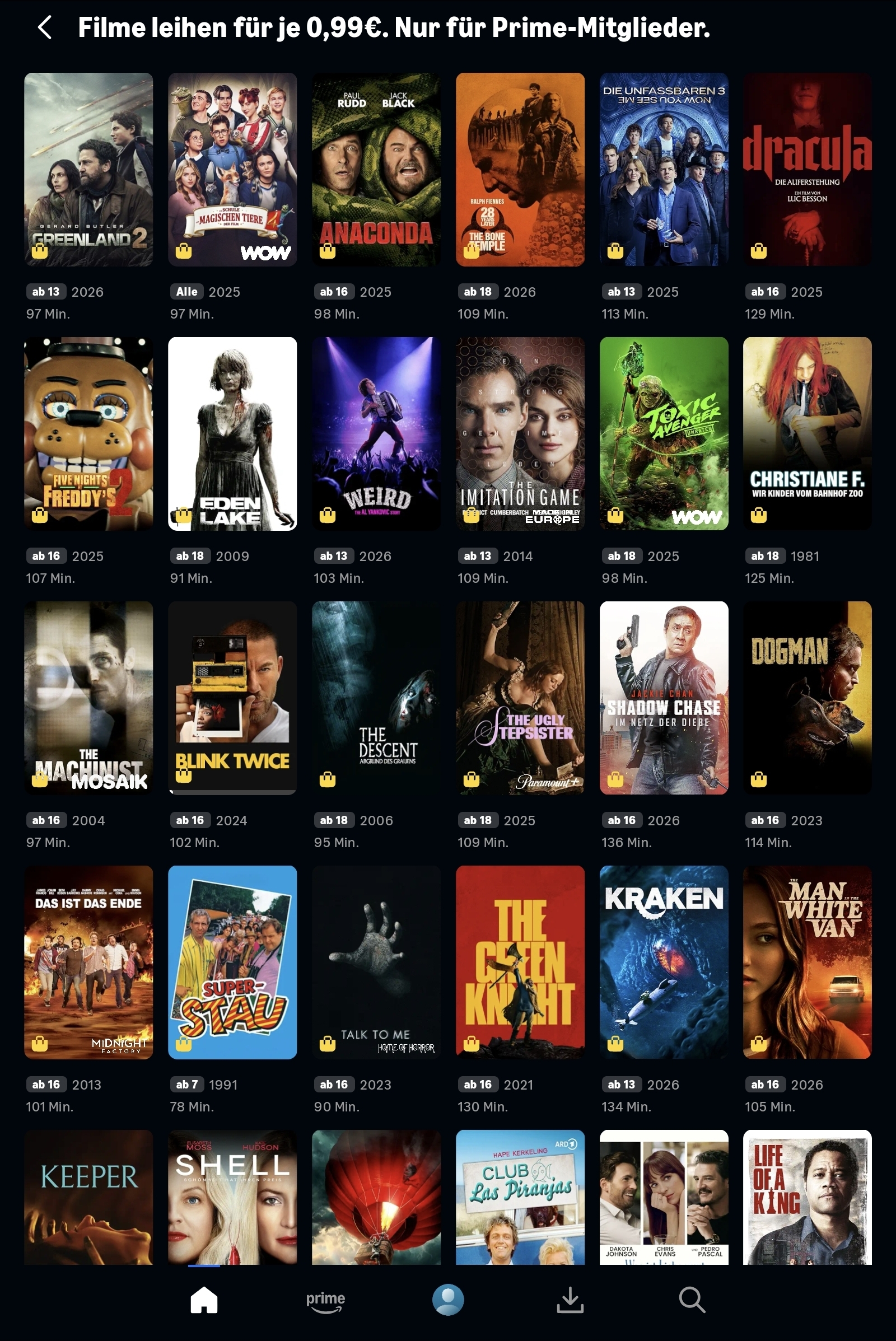 99cent Filme leihen für Kunden bei Amazon Video