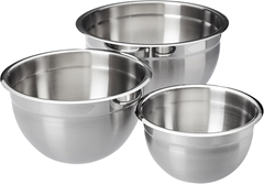 Amazon Basics Rührschüssel-Set (3-teilig, Edelstahl, inkl. Deckel)