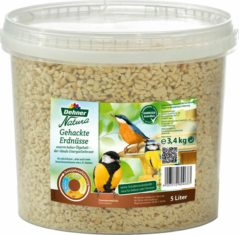 Dehner Natura gehackte Erdnusskerne Wildvogelfutter 5l für 15€ (-17%)