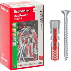 Fischer DuoPower 6 x 30 mm (100 Dübel + Schrauben) für 16€ (-30%)