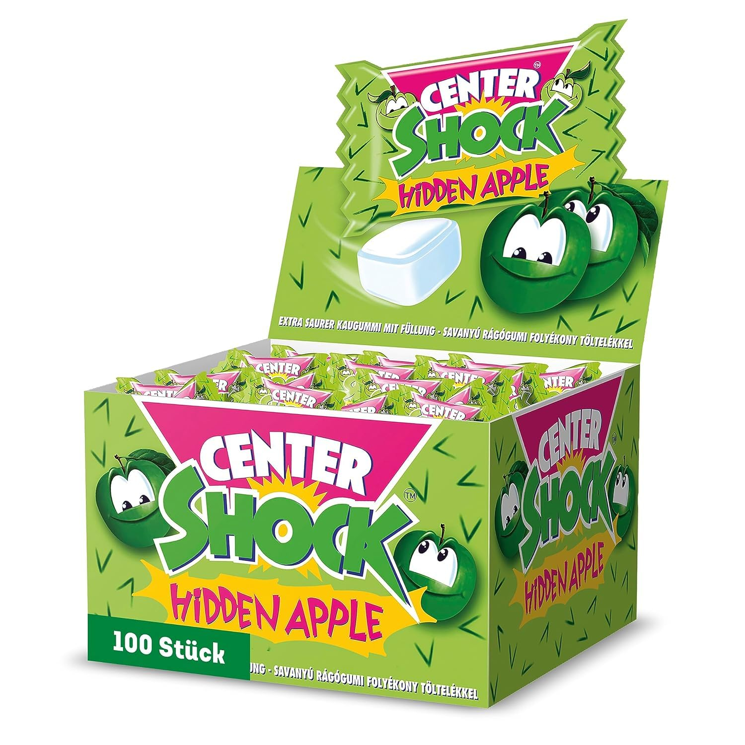 Center Shock Hidden Apple, Box mit 100 Kaugummis, extra-sauer mit Apfel-Geschmack für 4€ (-16%)