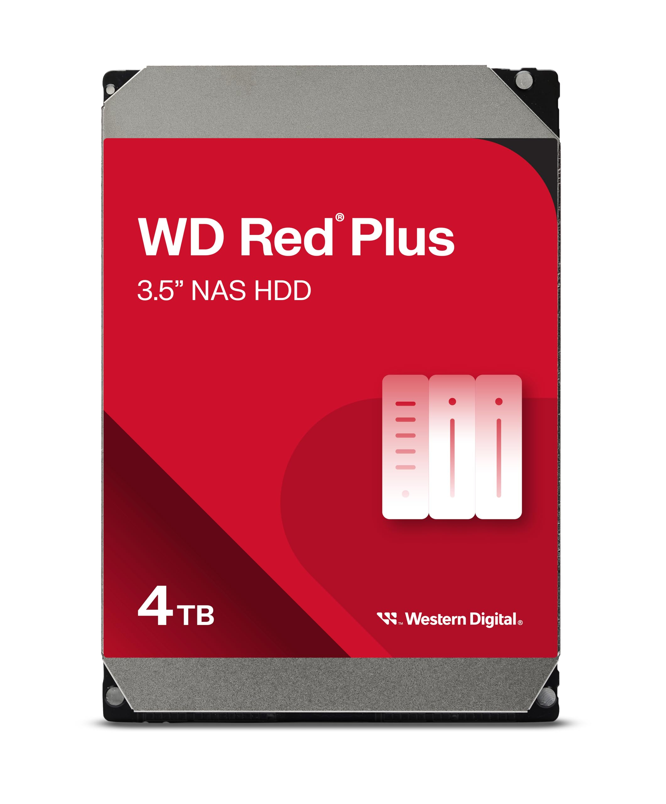 WD Red Plus 4 TB NAS Interne Festplatte 3,5 Zoll – 5400 U/Min, SATA 6 Gb/s, CMR, 256MB Cache für 115€ (-22%)