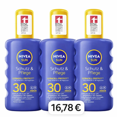 3x NIVEA SUN Sonnenspray LSF 30 (je 200 ml)