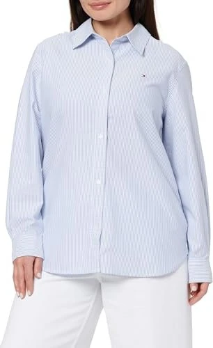 Tommy Hilfiger Relaxed Fit Oxford Hemd langarm classic ithaca stripe/mid blue (Damen) für 24€ (-19%)