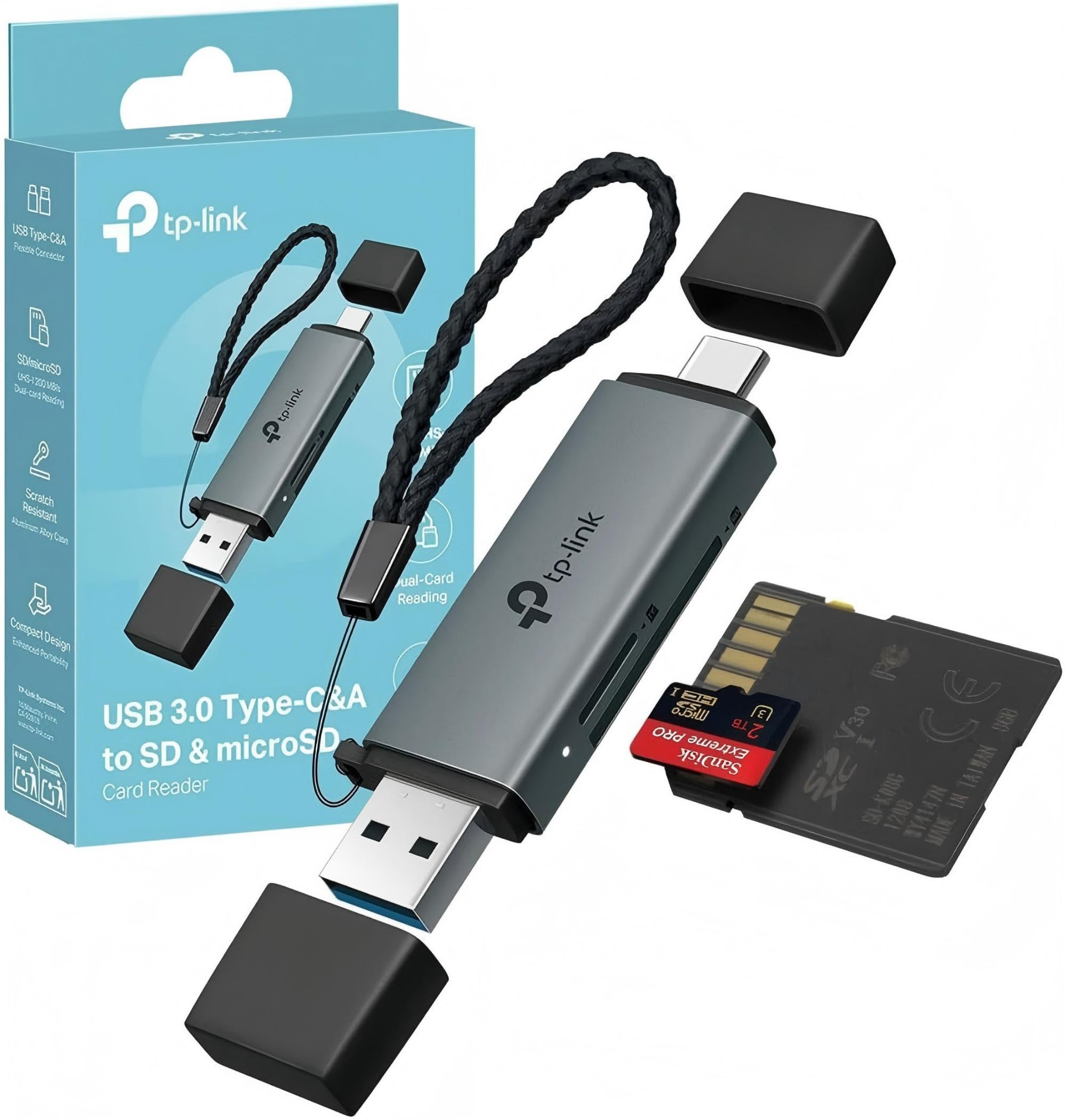 TP-Link UA430D SD Kartenleser USB 3.0, 2-in-1 Type-C & Type-A, Plug & Play, kompatibel mit SD/MicroSD, UHS-I bis 200 MB/s für 7€ (-38%)