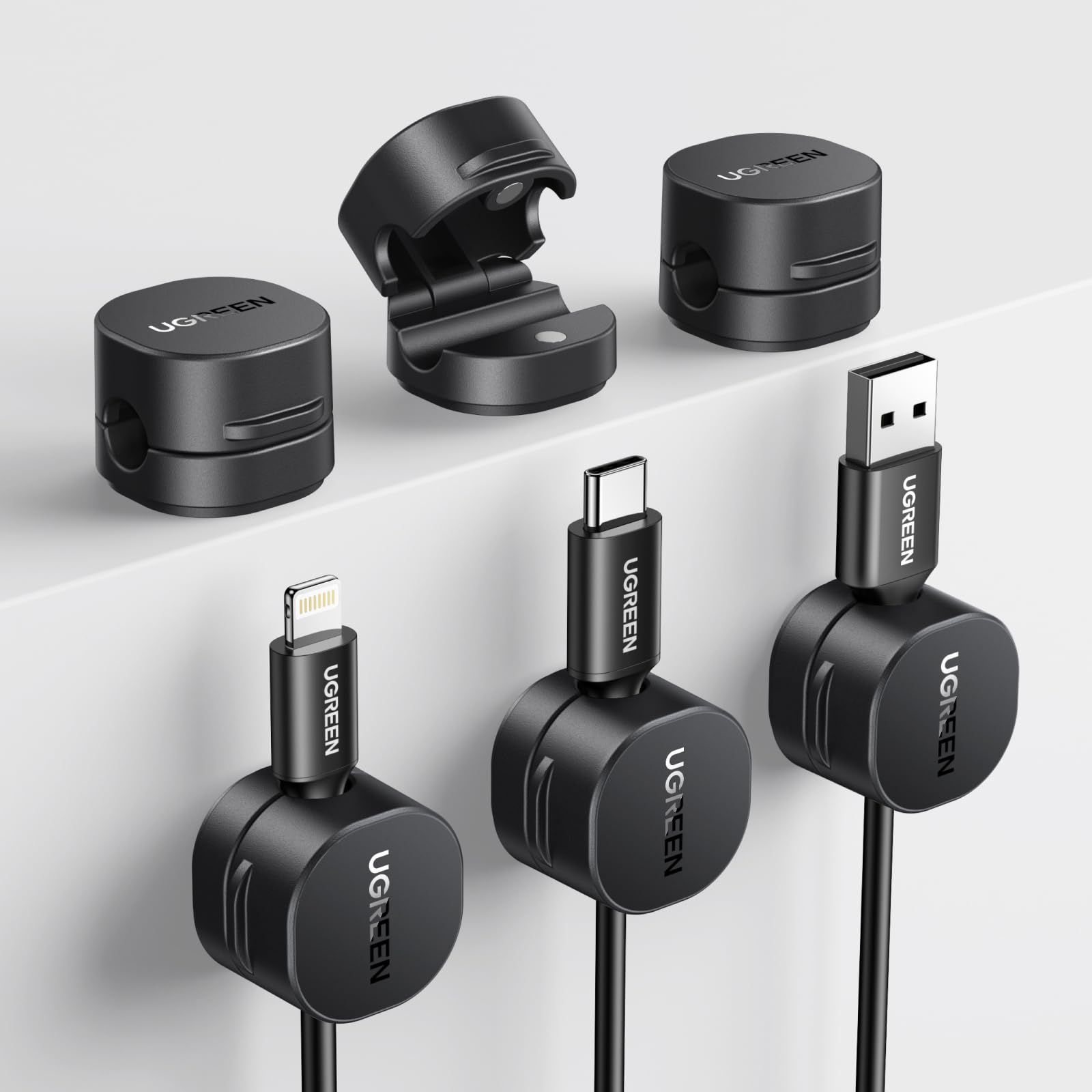 UGREEN 6 Stück Kabelhalter Kabelclips • Magnetische Selbstklebende Kabel Organizer • Kabelmanagement • Kabel bis zu 7,5 mm [via ] für 6€ (-35%)