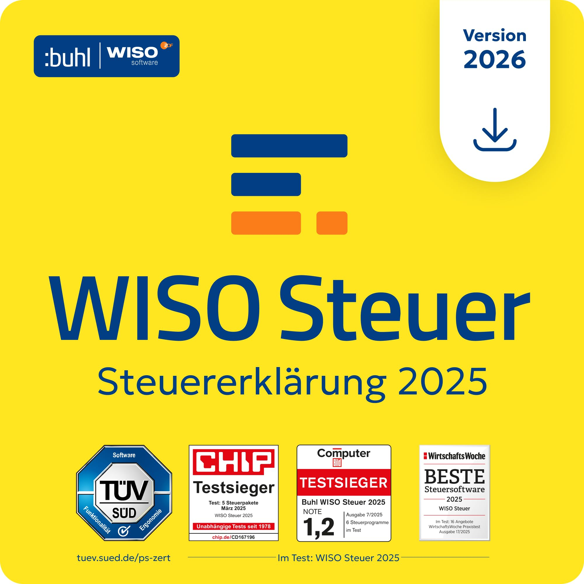 Wiso Steuer 2026 | Steuerjahr 2025 | jetzt wieder ! | Digitales Download [Amazon] für 23€ (-7%)