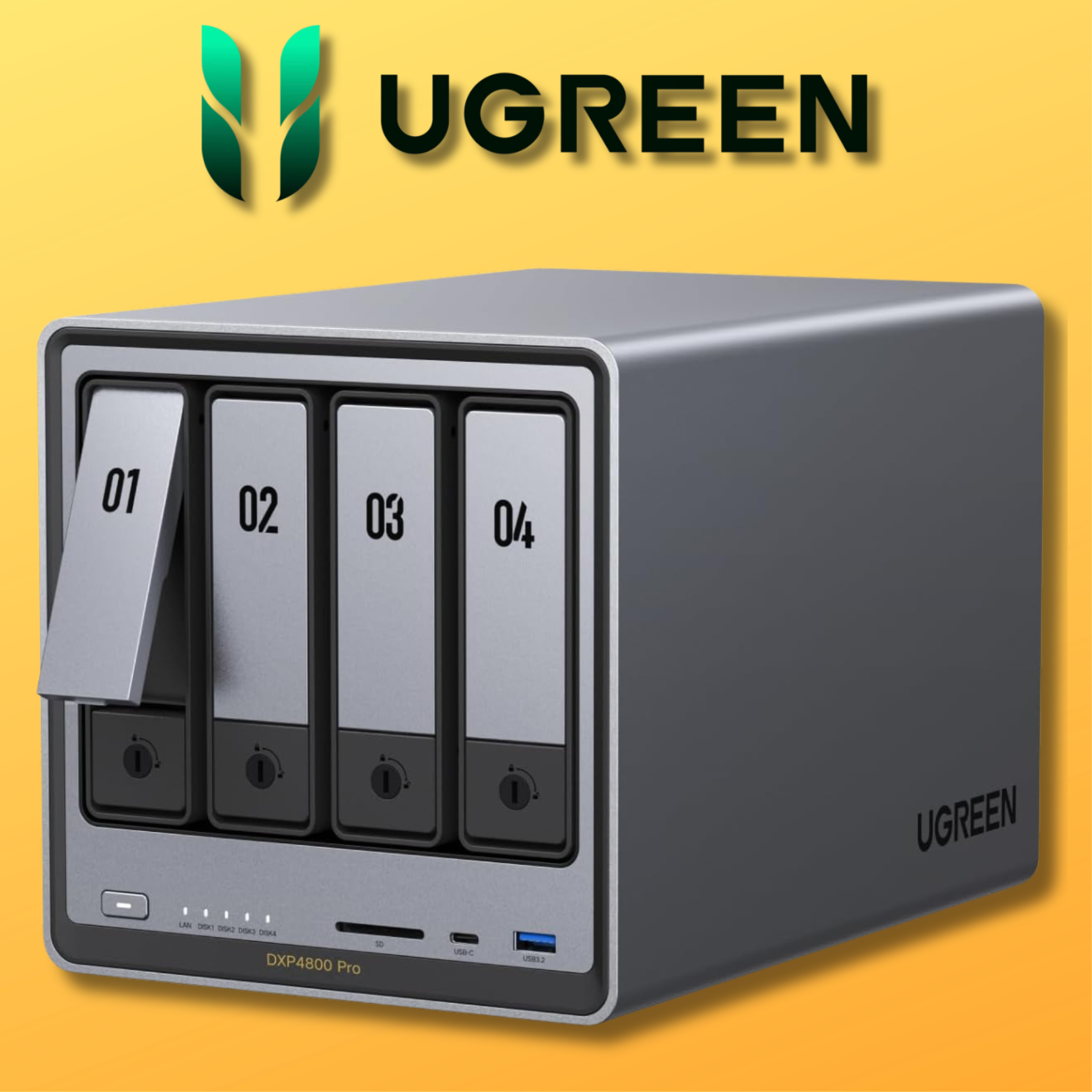UGREEN NASync DXP4800 Pro 4-Bay Desktop-NAS | i3-1315U 6-Kern-Prozessor, 8GB DDR5 RAM | 1x 10GbE, 1x 2,5GbE, 2x M.2 NVMe | exkl. Festplatten für 663€ (-15%)