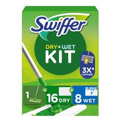 Swiffer Bodenwischer Dry & Wet Starter-Set (Stab + 24 Tücher)