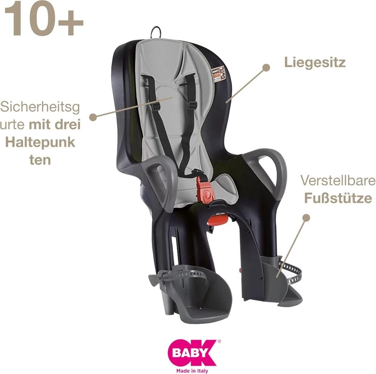 OK Baby 10+ Fahrradkindersitz schwarz für 86€ (-9%)