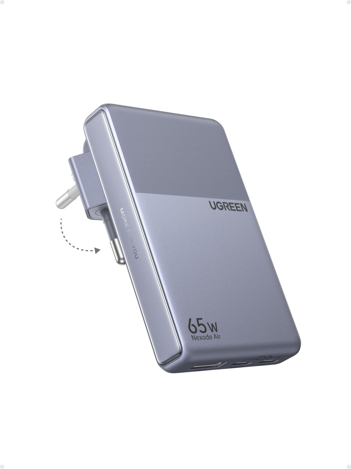 UGREEN USB C Ladegerät • klappbarem Stecker • 65W PD • GAN Netzteil • 3-Port Charger • PPS 45W Schnellladegerät • für 32€ (-22%)