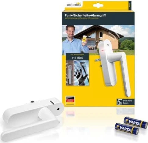 Schellenberg Funk-Sicherheits-Alarmgriff weiß, Schließ-/Öffnungssensor für 106€ (-6%)