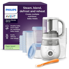 Philips Avent 4-in-1 Dampfgarer & Mixer Geschenkset (inkl. 20 Bechern & Löffel) für 100€ (-31%)