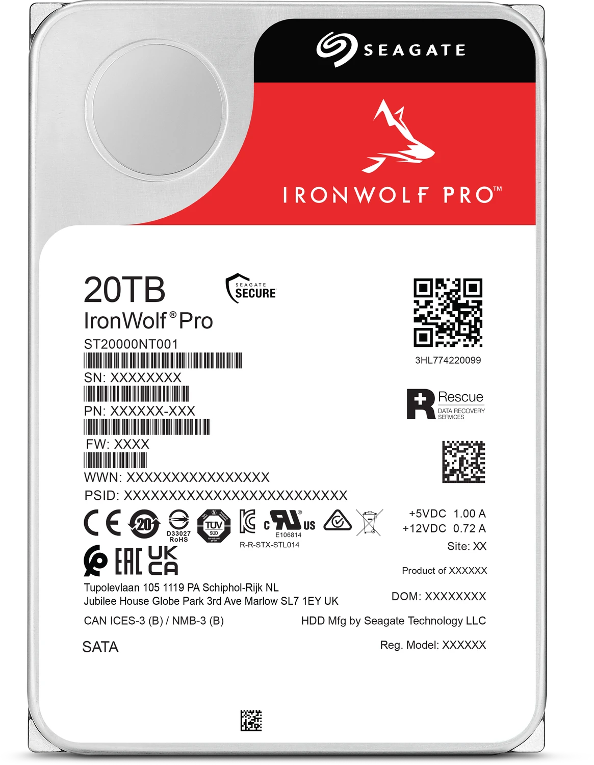 Seagate IronWolf Pro NAS HDD +Rescue 20TB, 24/7, 512e / 3.5″ / SATA 6Gb/s für 570€ (-17%)