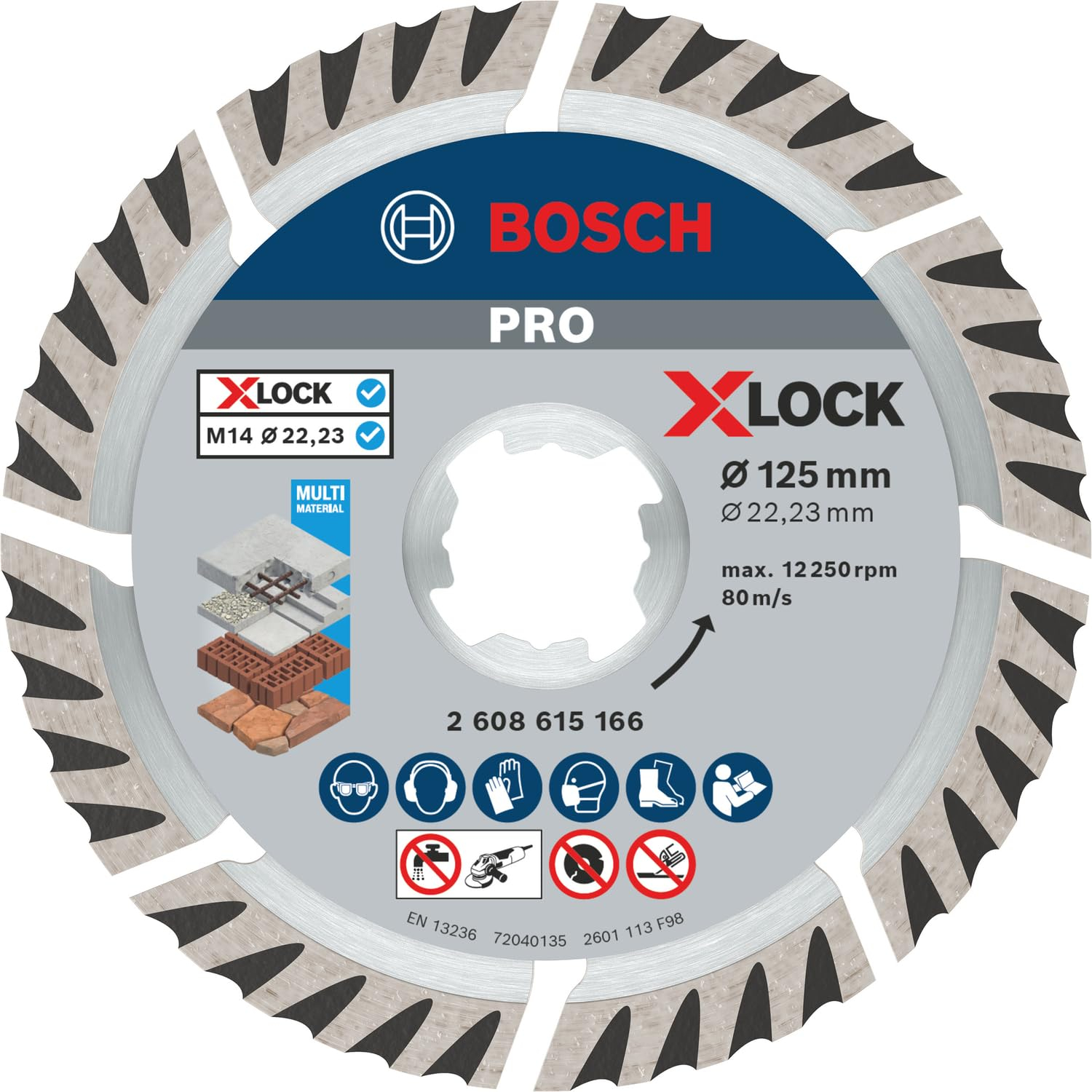Bosch 1x PRO Multi Material Diamanttrennscheiben, X-Lock für Beton, Stahlbeton, Ø 125 mm ( Spar-Abo) für 7€ (-19%)