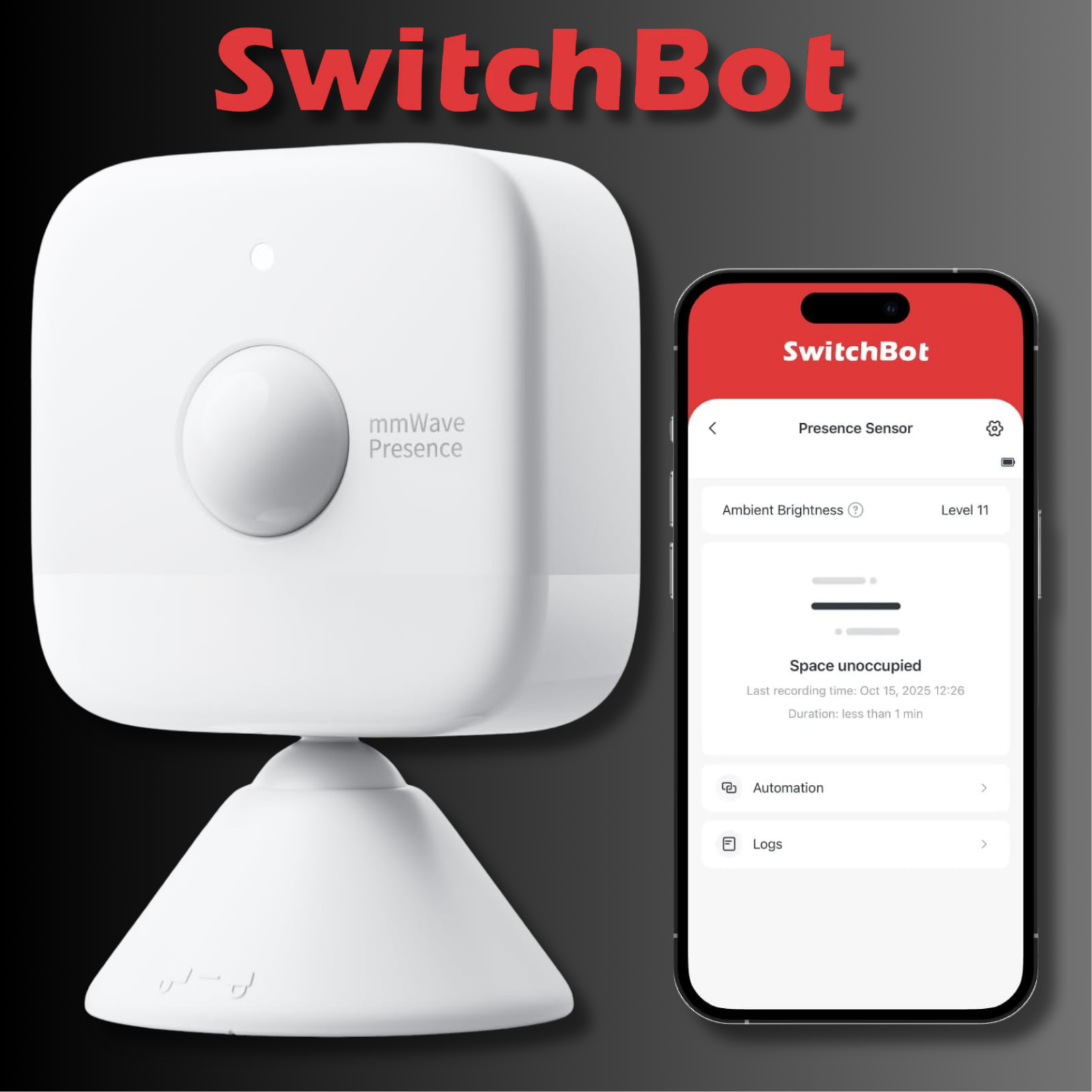 SwitchBot mmWave Präsenzmelder / Bewegungssensor | Dynamische, smarte Überwachung | Alexa HomeKit & Apple Home über Hub für 20€ (-32%)